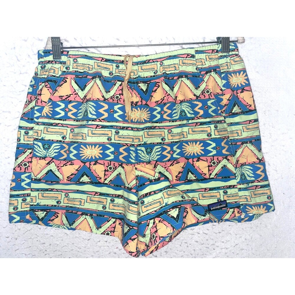Women Patagonia 6" Baggies Shorts High Hopes Geo Salander Green Multicolor L NEW